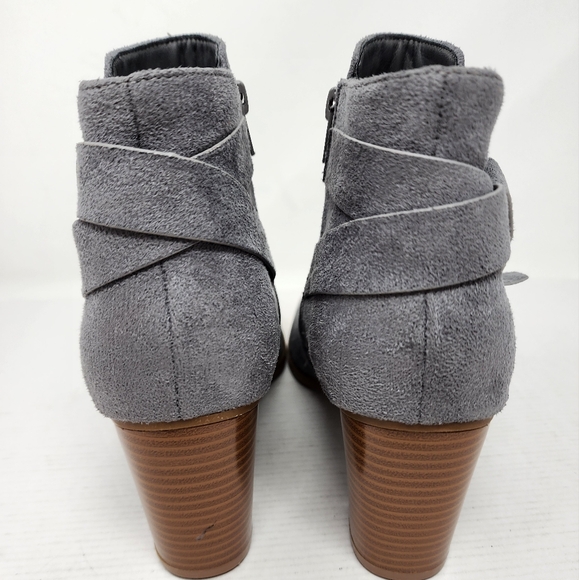 New Grey Booties Zip Side Ankle Boots Suede Style Ankle Boots Size 10 - Picture 4 of 10